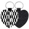 Μπρελόκ PU δερμάτινο glitter καρδιά ΜΑΥΡΟ