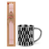Easter Set, metallic thermal cup (300ml) & aromatic flat Easter candle (30cm) (PINK)