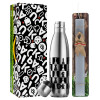 Easter Set, metallic stainless thermos flask (500ml) & scented flat Easter candle (30cm) (GRAY)