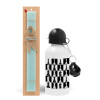 Easter Set, metallic aluminum water bottle (500ml) & scented flat candle (30cm) (TURQUOISE)