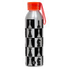Aluminum Sports Bottle 650ml – Silver with Red Cap and Silicone Strap