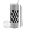 Tumbler stainless steel Silver 600ml, with metal straw & cleaning brush