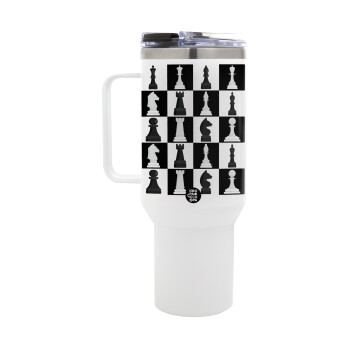 Chess set, Mega Stainless steel Tumbler with lid, double wall 1,2L