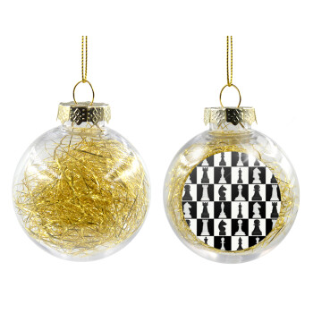 Chess set, Χριστουγεννιάτικη μπάλα δένδρου διάφανη με χρυσό γέμισμα 8cm