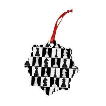 Chess set, Christmas ornament snowflake wooden 7.5cm
