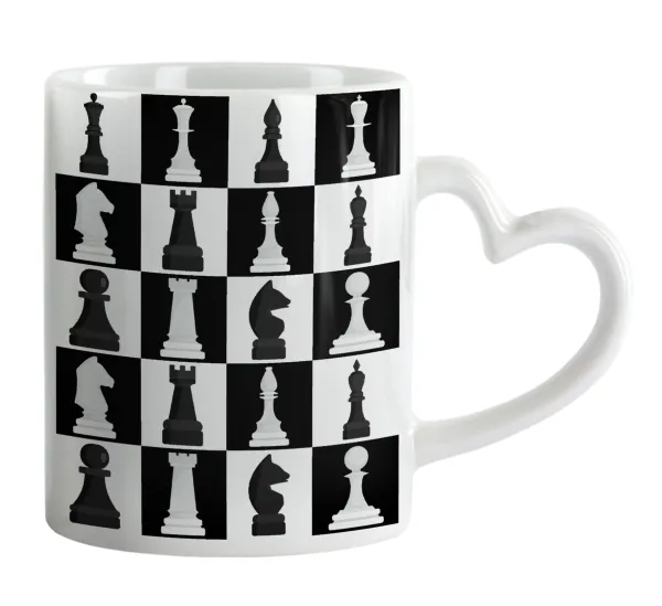 Chess set — Mug heart handle, ceramic, 330ml