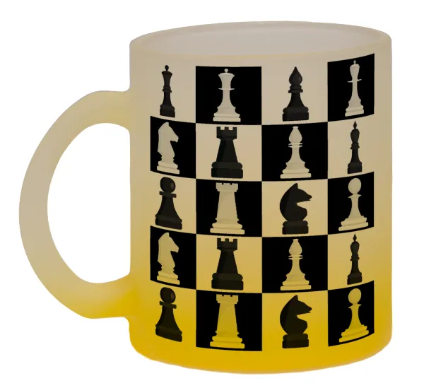 Chess set — Κούπα γυάλινη δίχρωμη με βάση το κίτρινο ματ, 330ml