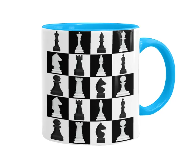 Chess set — Mug colored light blue, ceramic, 330ml