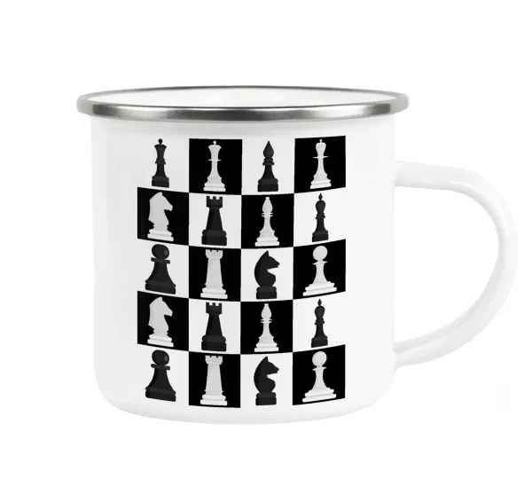 Chess set — Metallic enamel cup white 360ml