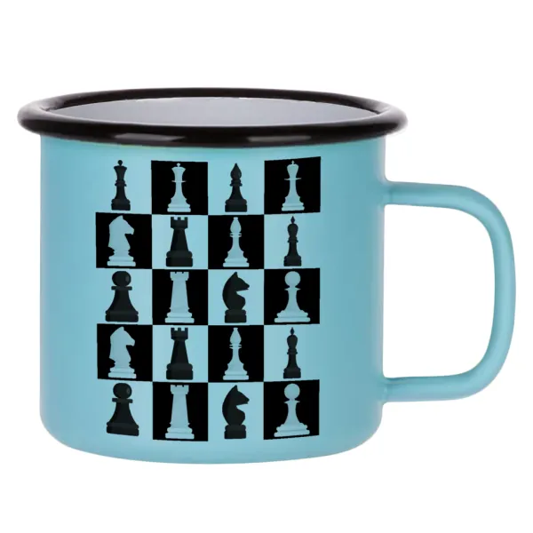 Chess set — Κούπα Μεταλλική εμαγιέ ΜΑΤ σιέλ 360ml