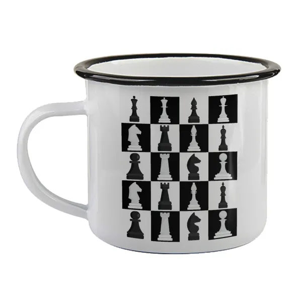 Chess set — Enamel mug with black rim, 360ml