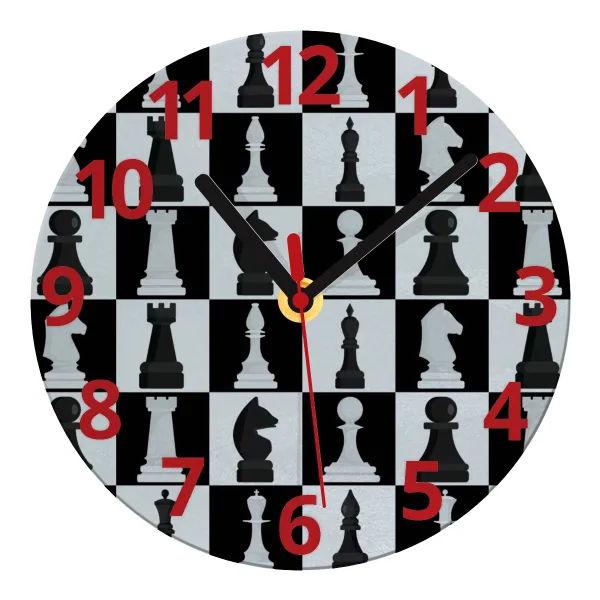 Chess set — Glass wall clock (20cm)