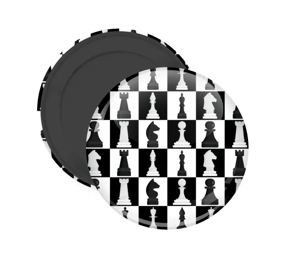 Chess set — Round fridge magnet, 5cm