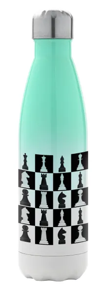 Chess set — Metal mug thermos Green/White (Stainless steel), double wall, 500ml