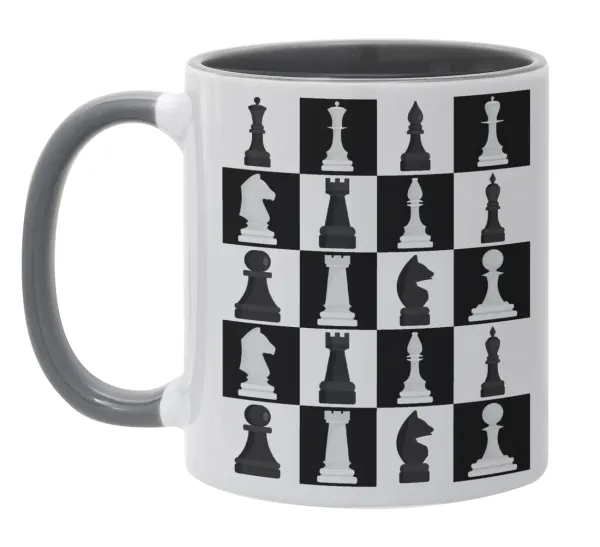 Chess set — Κούπα χρωματιστή γκρι, κεραμική, 330ml