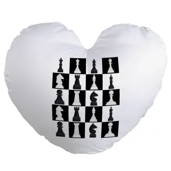 Chess set, Μαξιλάρι καναπέ καρδιά 40x40cm περιέχεται το  γέμισμα
