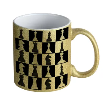 Chess set, Κούπα Χρυσή Glitter που γυαλίζει, κεραμική, 330ml