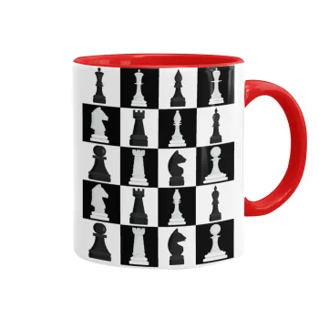 Chess set, Κούπα χρωματιστή κόκκινη, κεραμική, 330ml