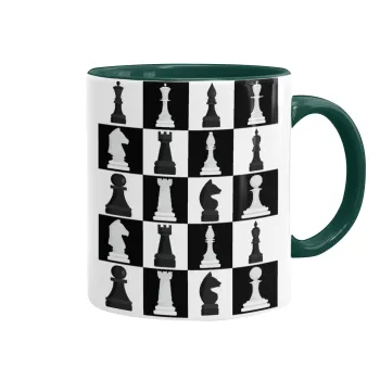 Chess set, Mug colored green, ceramic, 330ml