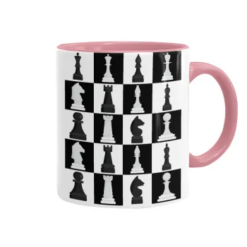 Chess set, Mug colored pink, ceramic, 330ml