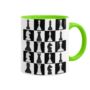 Chess set, Mug colored light green, ceramic, 330ml