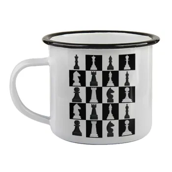 Chess set, Κούπα εμαγιέ με μαύρο χείλος 360ml