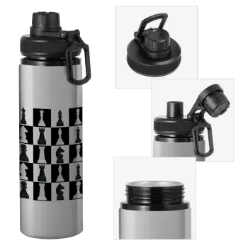 Chess set, Metallic water bottle with safety cap, 850ml aluminum