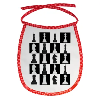 Chess set, Σαλιάρα μωρού αλέκιαστη με κορδόνι Κόκκινη