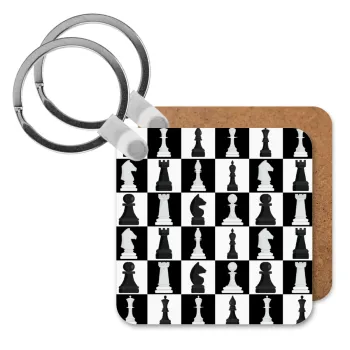 Chess set, Μπρελόκ Ξύλινο τετράγωνο MDF