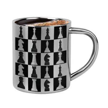 Chess set, Double-wall metal cup for espresso (220ml)