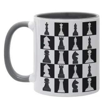 Chess set, Mug colored grey, ceramic, 330ml