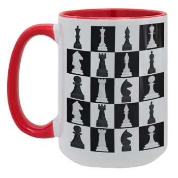 Chess set, Κούπα Mega 15oz, κεραμική Κόκκινη, 450ml