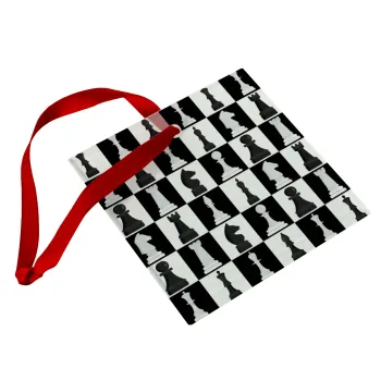 Chess set, Christmas ornament, glass square ornament 9x9cm