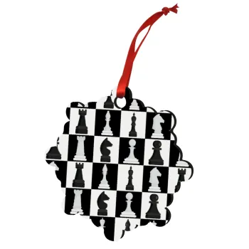 Chess set, Στολίδι Χριστουγεννιάτικο στολίδι snowflake ξύλινο 7.5cm