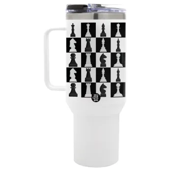 Chess set, Mega Tumbler με καπάκι, διπλού τοιχώματος (θερμό) 1,2L