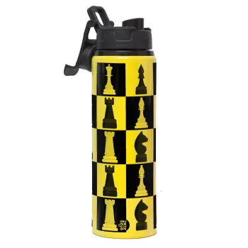 Chess set, Metallic water bottle with safety lid, 850ml aluminum