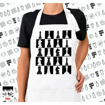 Chess set, Ποδιά μακριά Σεφ ολόσωμη με τσέπες white (ΕΝΗΛΙΚΩΝ)