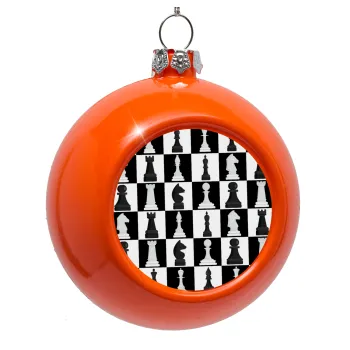 Chess set, Orange Christmas tree ornament bauble 8cm