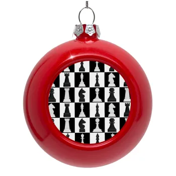 Chess set, Red Christmas tree ornament bauble 8cm