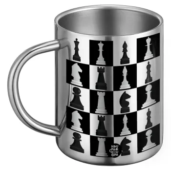 Chess set, Ανοξείδωτη Μεταλλική Κούπα 450ml - Διπλού Τοιχώματος