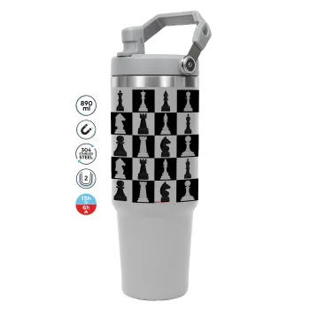 Chess set, ΓΚΡΙ χρώματος Θερμός Ανοξείδωτο 890ml (30oz) με χερούλι