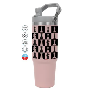 Chess set, ΡΟΖ χρώματος Θερμός Ανοξείδωτο 890ml (30oz) με χερούλι