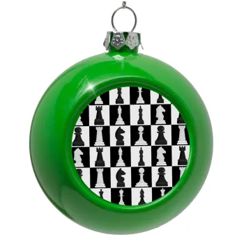 Chess set, Green Christmas tree ornament bauble 8cm