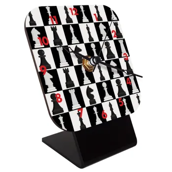 Chess set, Επιτραπέζιο ρολόι ξύλινο με δείκτες (10cm)
