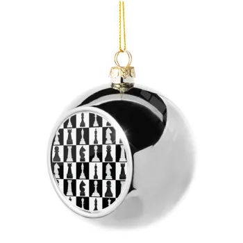 Chess set, Silver 8cm Christmas tree ball ornament