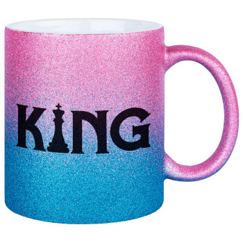 King chess, Κούπα Χρυσή/Μπλε Glitter, κεραμική, 330ml