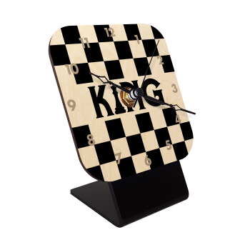 King chess, Επιτραπέζιο ρολόι σε φυσικό ξύλο (10cm)