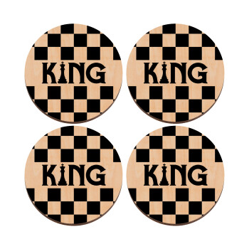 King chess, ΣΕΤ x4 Σουβέρ ξύλινα στρογγυλά plywood (9cm)