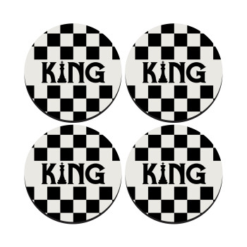 King chess, SET of 4 round wooden coasters (9cm)