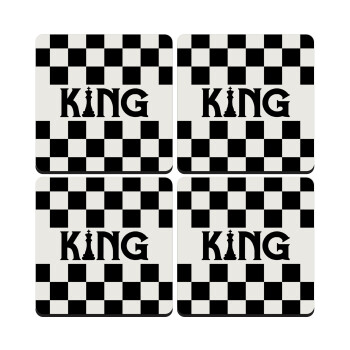 King chess, ΣΕΤ 4 Σουβέρ ξύλινα τετράγωνα (9cm)